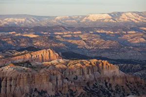 View to Sinking Ship Mesa from the Rim Trail at Bryce Point, sunset