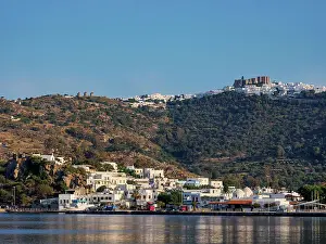 Patmos Prints: View over Skala towards the Monastery of Saint-John the Theologian and Patmos Chora