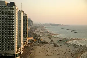 Tel Aviv Prints: View over the skyline and beaches of Tel Aviv, Israel, Middle East