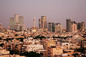 Tel Aviv Prints: View over the skyline of Tel Aviv, Israel, Middle East