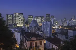 Business District Prints: View of the skyscrapers of the city centre and central business district, wiith Santa