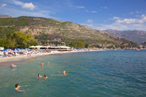 Budva Prints: View of Slovenka Plaza Beach, Budva, Montenegro, Europe