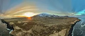 Rugged Terrain Prints: A view of SnAfellsjokull in the Snaefellsnes Peninsula at sunset, Iceland, Polar Regions