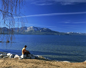 One Young Man Only Prints: View of south beach, Lake Tahoe, California, United States of America, North America