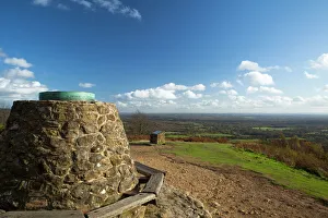 Cairn Prints: View south from cairn at the top of Holmbury Hill, Surrey Hills, Surrey