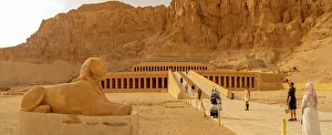 Deserts Prints: View of sphinx and Mortuary Temple of Hatshepsut