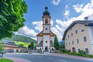 Bike Prints: View of St. Leonhard Church in Mittersill on a sunny day, Salzburg, Austria, Europe