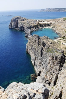 Dodecanese Prints: View of the St. Paul Bay from the Acropolis of Lindos