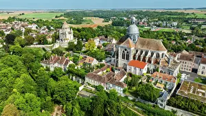 Preservation Prints: View of St. Quiriacus church and surrounding landscape in Provins, France