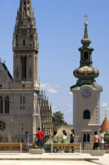 Images Dated 5th July 2007: View towards St. Stephens Cathedral and the Church of St. Mary, from Jezuitski Square