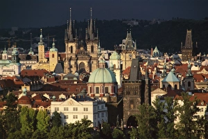 Stare Mesto Prints: View over Stare Mesto district including Tyn church, Prague, UNESCO World Heritage site