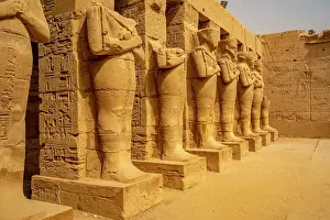 Thebes Prints: View of statues of Ramses III in Ramesses III Temple at Karnak Temple