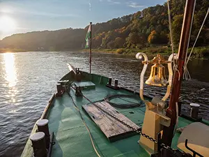 Elbe River Prints: View on a steamboat on the Elbe River in Saxon Switzerland National Park