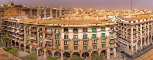Green Space Prints: View of street and rooftops from elevated position