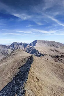 Granada Prints: View from summit of Pico de la Veleta showcasing ridges leading to Mulhacen and Alcazaba in Sierra Nevada