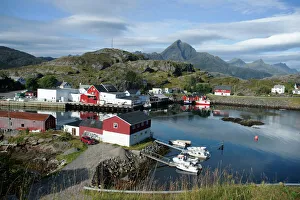 Fishing Village Prints: View of Sund Harbour, Lofoten Islands, Nordland, Norway, Scandinavia, Europe