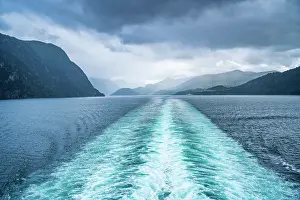 Cruise Prints: View of Sunnylvsfjorden from cruise ship on a cloudy day