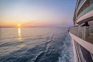 Passenger Prints: View of sunset from cruise ship in the North Sea near Norway, Norway, Scandinavia, Europe