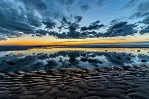 Lancashire Prints: View at sunset towards the Irish Sea
