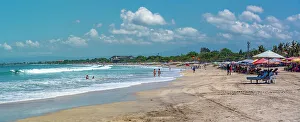 Kuta Prints: View of sunshades on sunny morning on Kuta Beach