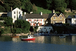 Duck Prints: View to the Swan Inn at Noss Mayo, from the village of Newton Ferrers, near Plymouth