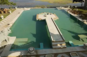 View of swimming pool at Udai Vilas Palace now a heritage hotel