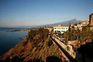 Sicily Gallery: View over Taormina and Mount Etna, Sicily, Italy, Mediterranean, Europe