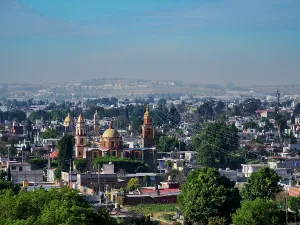Mexican Prints: View towards the Tecamac Church of Saint Paul, Cholula, Puebla State, Mexico