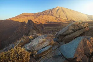 Panoramas Prints: The view of Teide volcano from La Ruleta viewpoint during sunrise