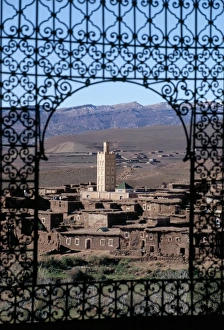 Iron Work Prints: View of Telouet and High Atlas mountains from the Kasbah