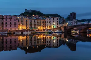 Oristano District Prints: View over Temo River of Bosa and Malaspina Castle