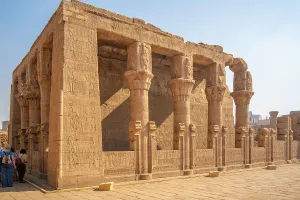 Rituals Prints: View of Temple of Edfu Mammisi at the entrance to Temple of Edfu, Edfu, Egypt, Africa