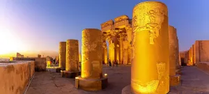 Ritual Prints: View of the Temple of Horus at dusk, Edfu, Egypt, North Africa, Africa