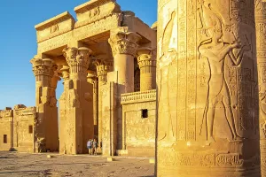 Hieroglyphics Prints: View of the Temple of Horus during golden hour, Edfu, Egypt, North Africa, Africa