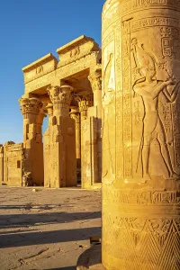 Destinations Prints: View of the Temple of Horus during golden hour, Edfu, Egypt, North Africa, Africa