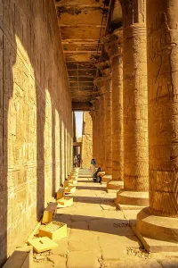 Mythology Prints: View of Temple of Horus on a sunny day, Edfu, Egypt, North Africa, Africa