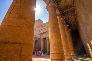 Edfu Prints: View of Temple of Horus on a sunny day, Edfu, Egypt, North Africa, Africa