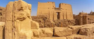 Egyptology Prints: View of the Temple of Horus on a sunny day, Edfu, Egypt, North Africa, Africa