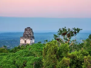 Jungle Prints: View of Temple I at dusk in Tikal