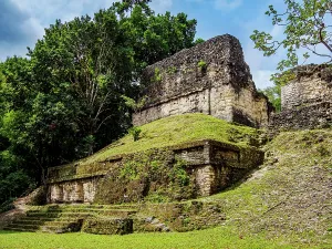 Mesoamerica Prints: View of Temple of the Skulls from the back in Tikal