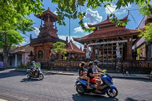 Kids Prints: View of temple on street in Kuta, Kuta, Bali, Indonesia, South East Asia, Asia