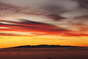 Red Sky Prints: View from Tenerife to Gran Canaria, Tenerife, Canary Islands, Spain, Europe