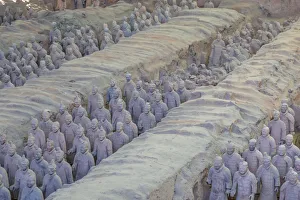 Xian Prints: View of Terracotta Warriors in the Tomb Museum, UNESCO World Heritage Site, Xi an