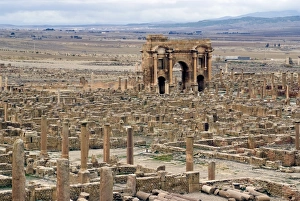 Timgad Prints: View from the theatre over the Roman site of Timgad, UNESCO World Heritage Site