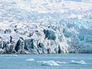 Ice Floe Prints: A view of the tidewater glacier face at Fjortende Julibukta (14th of July Glacier)