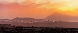 Las Palmas Prints: View of Tinajo and mountains in background at sunset