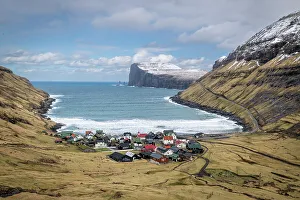 Residence Prints: View of Tjornuvik village and bay, Streymoy Island, Faroe Islands, Denmark, Europe