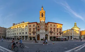 Pedestrians Prints: View of Torre dell'Orologio in Piazza Tre Martiri