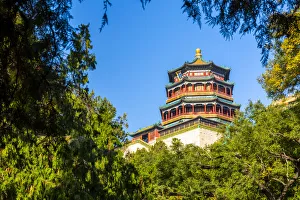 Beijing Prints: View of Tower of Buddhist Incense on Longevity Hill, Summer Palace, UNESCO World Heritage