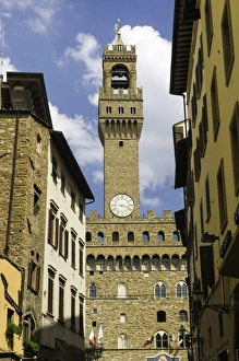 Palaces Prints: View towards the Tower of the Palazzo Vecchio, Florence, UNESCO World Heritage Site